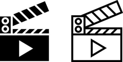 clapperboard icon, sign, or symbol in glyph and line style isolated on transparent background. Vector illustration