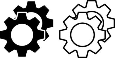 gear engine icon, sign, or symbol in glyph and line style isolated on transparent background. Vector illustration