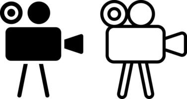 movie camera icon, sign, or symbol in glyph and line style isolated on transparent background. Vector illustration