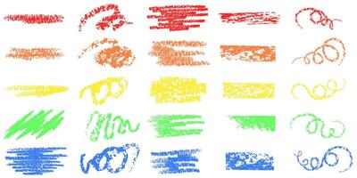 conjunto de vistoso mano dibujado lápices de color marcador. resumen Escribiendo, líneas dibujo, lápices de color marcador diseño elementos. vector ilustración