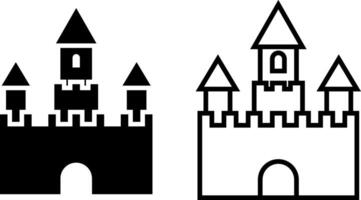 castle icon, sign, or symbol in glyph and line style isolated on transparent background. Vector illustration