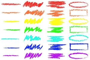 mano dibujado lápices de color marcador vistoso diseño elemento. vector niños Escribiendo líneas, garabatos lápiz de color. vector ilustración