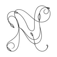 N alphabet line art vector illustration