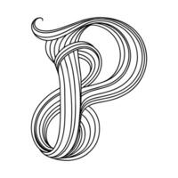 P alphabet continuous line art vector illustration