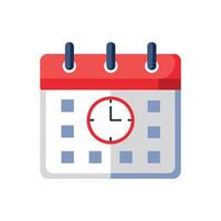 Calendar with clock isolated flat vector illustration