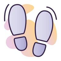 Human footsteps, man boot footprint, dark blue contour vector icon with gradient background