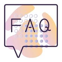 FAQ, questions and answers, dark blue line vector icon with a gradient background