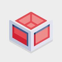 cubo 3d forma aislado plano vector ilustración