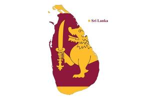 Sri Lanka map with the flag inside. Vector Illustration