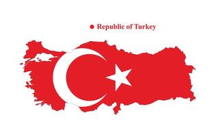 Turkey map with the flag inside. Republic of Turkey flag symbol. Vector Illustration