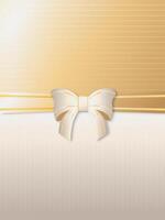 gold bow ribbon gift, realistic decorative shiny satin gold ribbon bow. vector