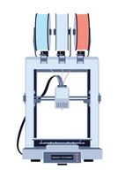 3d printer machine with filament spools in flat style isolated on white background. Vector illustration