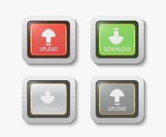 glossy download icons button vector