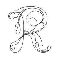 R alphabet continuous line art vector illustration