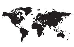 Black and white earth map silhouette vector