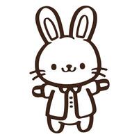 cute Cartoon rabbit jumping. Easter day. outline vector