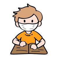 boy in a mask. children activities during health crises. vector