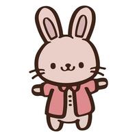 cute Cartoon rabbit wearing a pink shirt vector