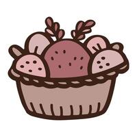 cute Cartoon bread basket. Easter day vector