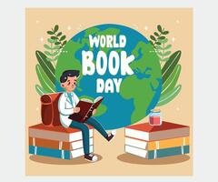 Flat World Book Day Illustration vector