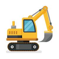 Excavator flat vector illustration on white background