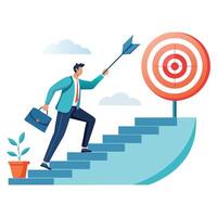 A man going for his target flat vector illustration