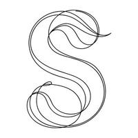 S alphabet continuous line art vector illustration