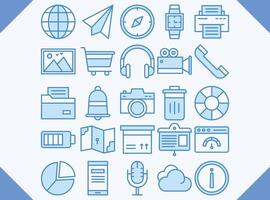 user interface blue line icon set  vector design