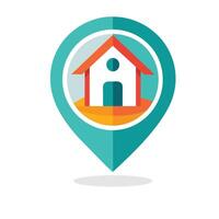 Map marker home isolated flat vector illustration