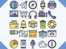 user interface line color icon set  vector design