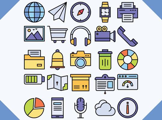 user interface line color icon set  vector design