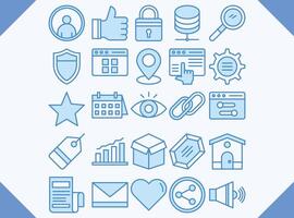 user interface blue line icon set  vector design