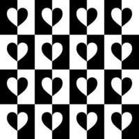 corazón forma en contraste color, negro blanco, lata utilizar para fondo de pantalla, cubrir, saludo tarjeta, decoración florido, ornamento, fondo, envase, tela, textil, moda, teja, alfombra patrón, etc. vector