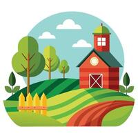 Farm house flat vector illustration on white background