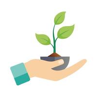 Hand hold seeding isolated flat vector illustration