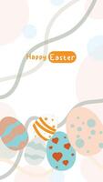 Social media post idea for easter egg background isolated in white, hand draw line rabbit, suit for decoration ,web, banner , wallpaper, portrait format vector