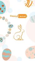 Social media post idea for easter egg background isolated in white, hand draw line rabbit, suit for decoration ,web, banner , wallpaper , with blank space vector