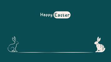 vector illustration of easter egg background isolated in green, hand draw line rabbit, suit for decoration ,web, banner , wallpaper , with blank space