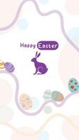 Social media post idea for easter egg background isolated in white, hand draw line rabbit, suit for decoration ,web, banner , wallpaper, portrait format vector