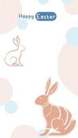 Social media post idea for easter egg background isolated in green, hand draw line rabbit, suit for decoration ,web, banner , wallpaper , with blank space vector