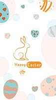 Social media post idea for easter egg background isolated in white, hand draw line rabbit, suit for decoration ,web, banner , wallpaper , with blank space vector