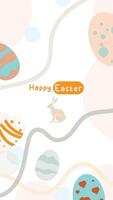 Social media post idea for easter egg background isolated in white, hand draw line rabbit, suit for decoration ,web, banner , wallpaper, portrait format vector