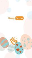 Social media post idea for easter egg background isolated in white, hand draw line rabbit, suit for decoration ,web, banner , wallpaper, portrait format vector