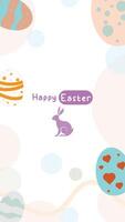 Social media post idea for easter egg background isolated in white, hand draw line rabbit, suit for decoration ,web, banner , wallpaper, portrait format vector