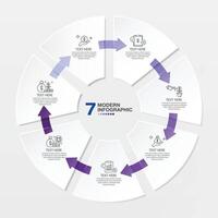 azul tono circulo infografía con 7 7 pasos, proceso o opciones vector