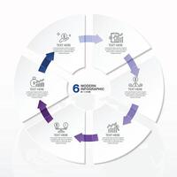 Blue tone circle infographic with 6 steps, process or options. vector