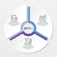 Blue tone circle infographic with 3 steps, process or options. vector