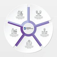 Blue tone circle infographic with 5 steps, process or options. vector