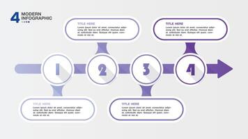 Modern infographic with 4 steps and business icons for presentation. vector