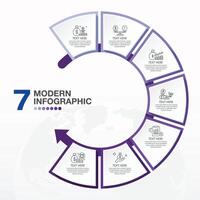 Blue tone circle infographic with 7 steps, process or options. vector